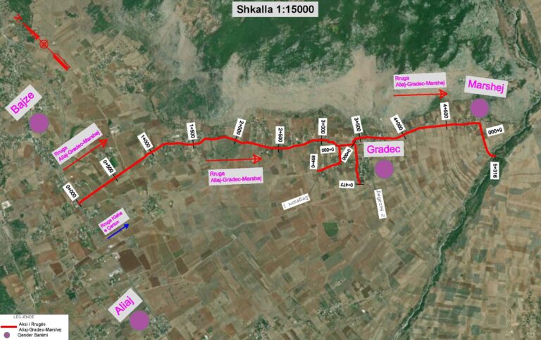 Projektimi i Detajuar për Rindërtimin e Rrugëve Rurale për Rajonin Qendror dhe Verior të Shqipërisë, Gjatësia 160 km